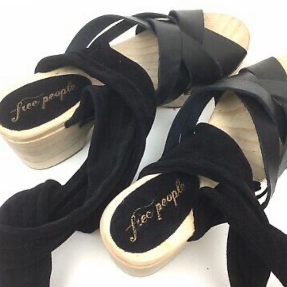 NWOT Free People Ankle Wrap Sandals Leather Suede - Picture 4 of 6